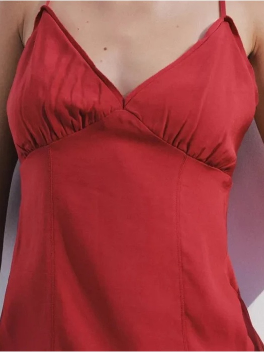 Zara Red Satin V-Neck Camisole